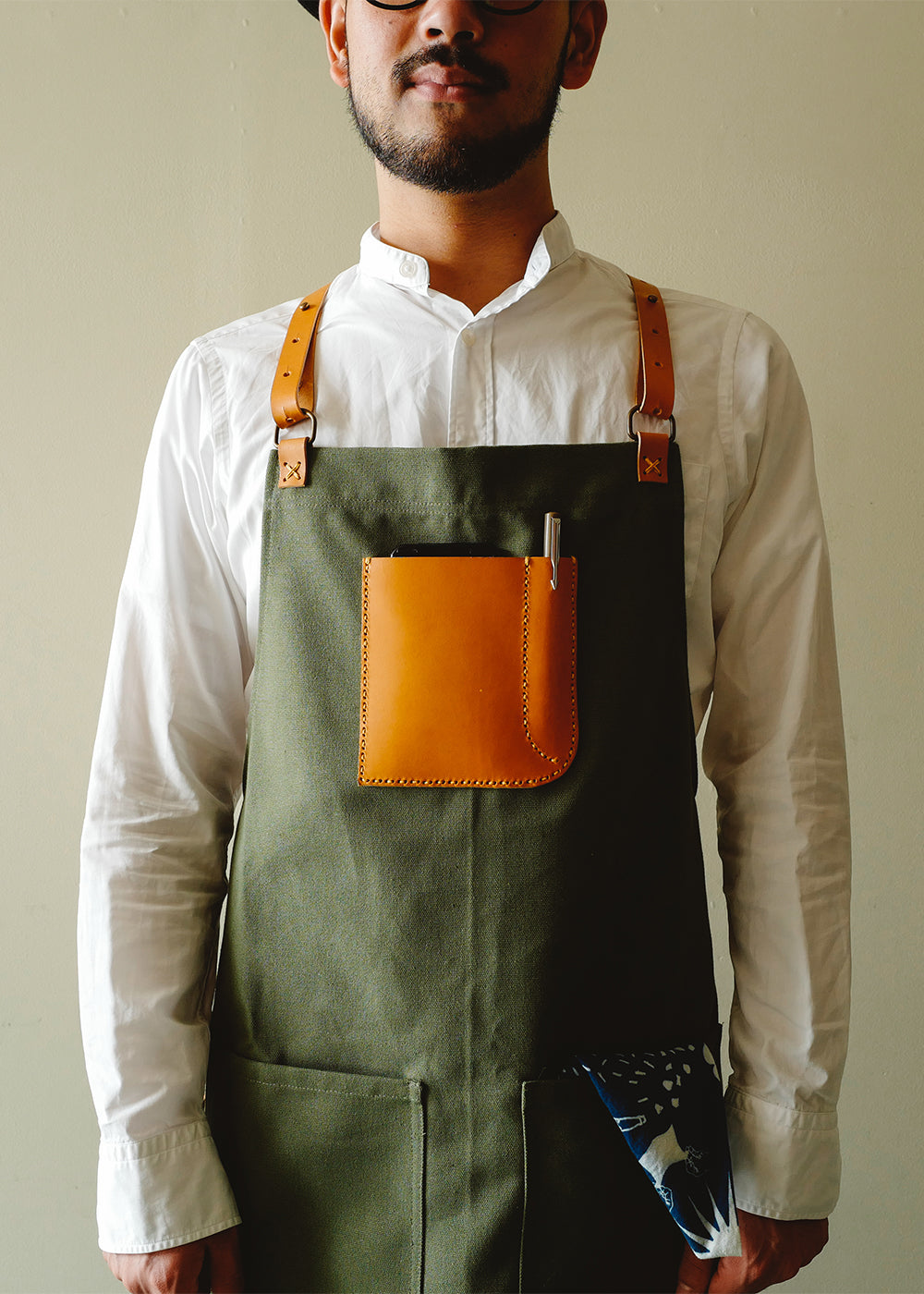 rovermfgco - 14oz Canvas Apron(Camel leather) ( 14ozキャンバスエプロン / キャメルレザー )