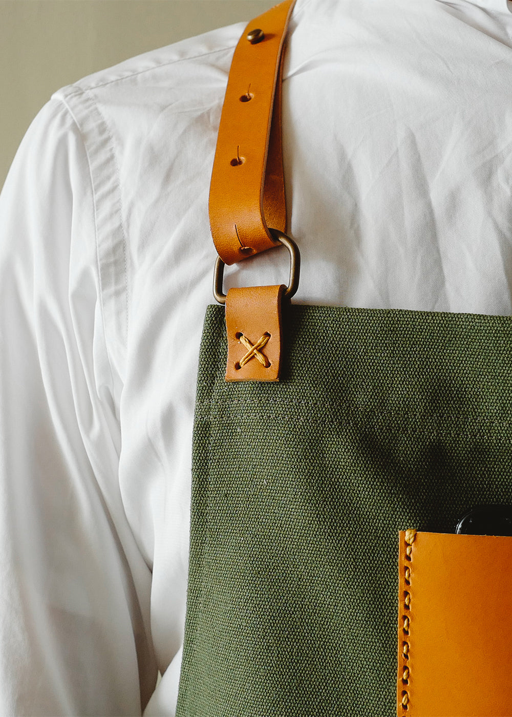 rovermfgco - 14oz Canvas Apron(Camel leather) ( 14ozキャンバスエプロン / キャメルレザー )