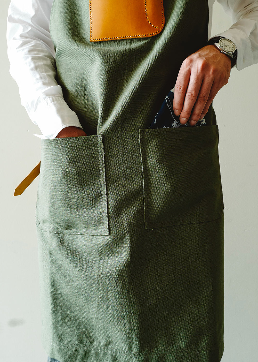 rovermfgco - 14oz Canvas Apron(Camel leather) ( 14ozキャンバスエプロン / キャメルレザー )